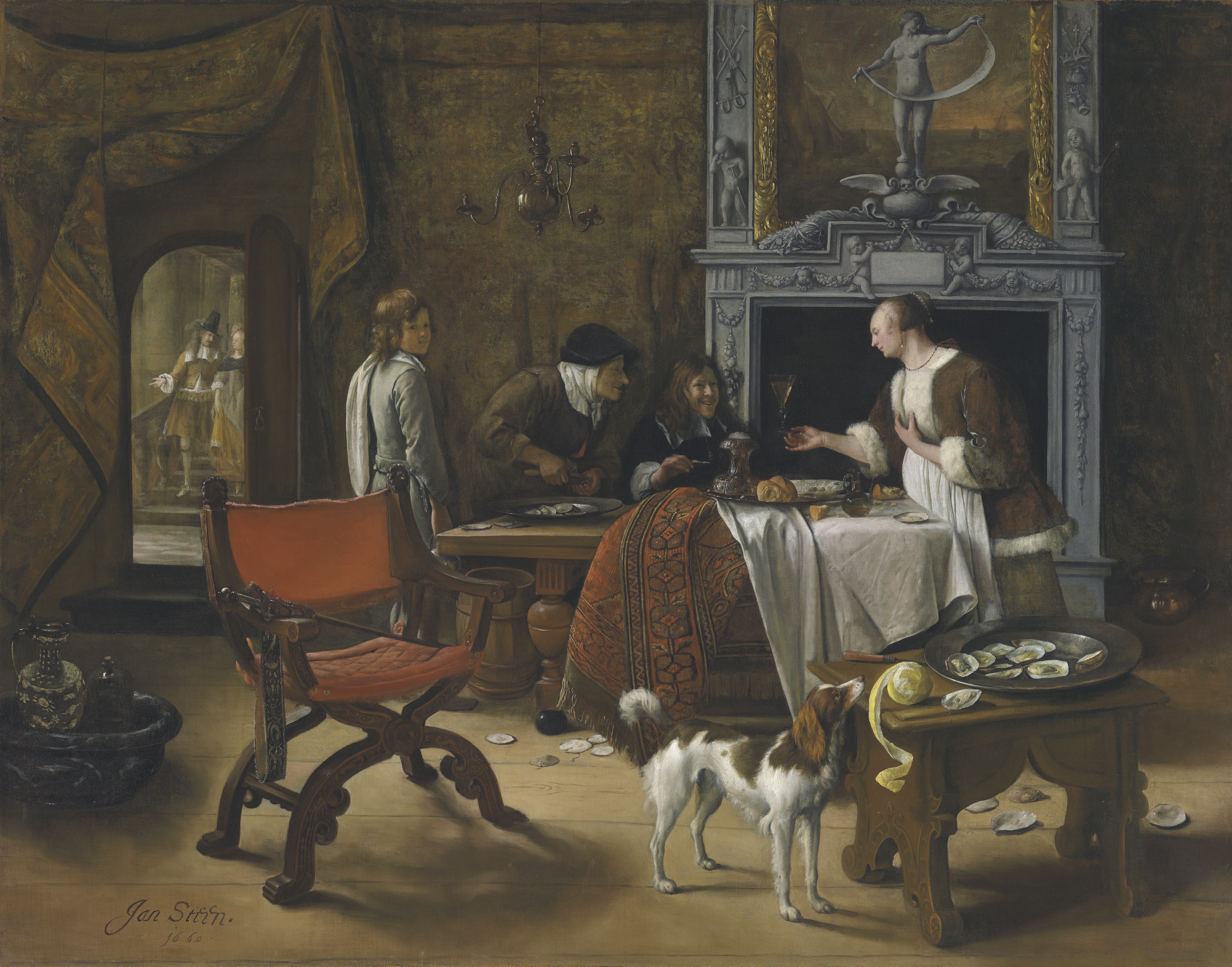 Jan Havicksz Steen - Easy Come, Easy Go: The Artist Eating Oysters In An Interior